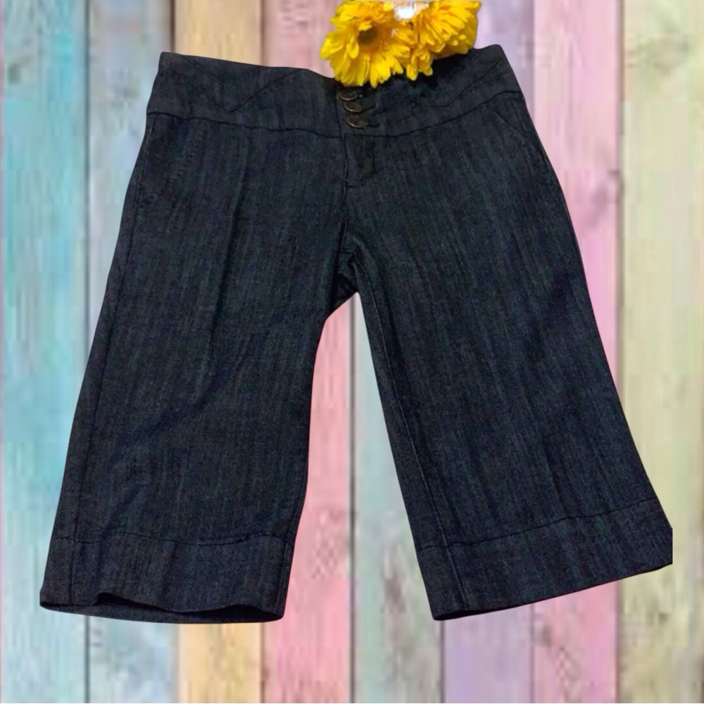 Boom Boom Black Crop Bermuda Denim Jean Shorts